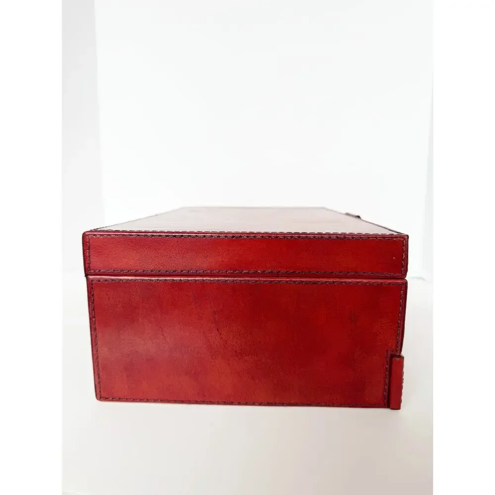 William Sheppe Leather Jewelry Box Case Brown Red Classic